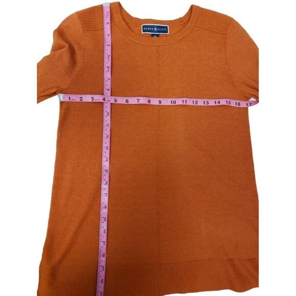 Karen Scott Crewneck Sweater Top‎ Women's XS Orange Red Seam-Front Soft NEW - Picture 4 of 10